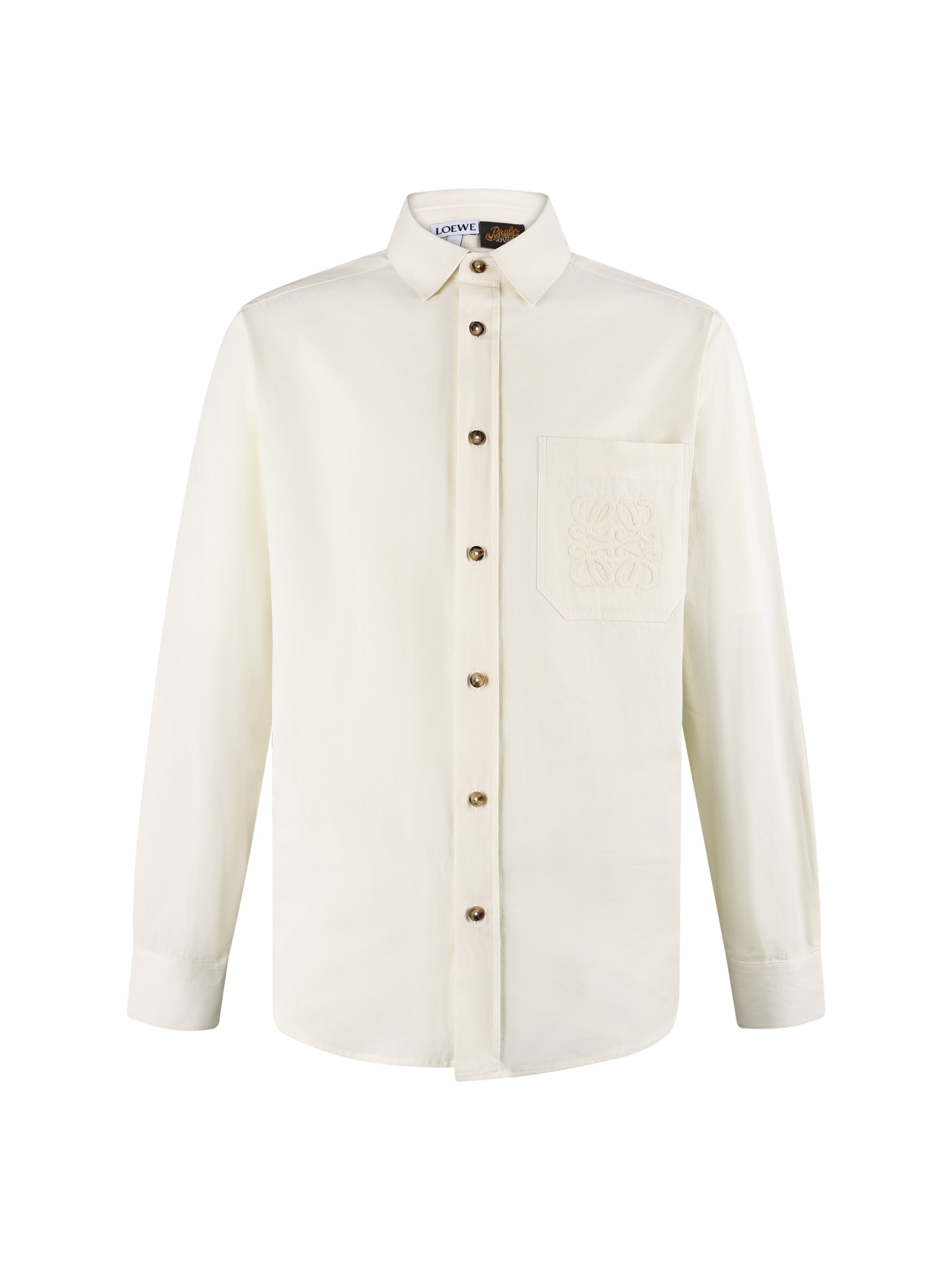 NO:868795,.LOEWE 26SS lapel logo embroidered lyocell long-sleeved shirt ●Authentic 7500 purchase and development ●Lyocell fiber plain shirt cloth ●Imported embroidery ●Fabrics enzyme washing ●Customized 11 buttons ●Customized 11 trademarks ●Fit version ●Size S M L XL,,loewe,shirts,19860909.LOEWE 26SS翻领徽标刺绣莱赛尔长袖衬衫 ●正品7500购入开发 ●莱赛尔纤维平纹衬衫布 ●进口刺绣 ●面料酵洗 ●定制11纽扣 ●定制11商标 ●合身版型 ●尺码S M L XL,,loewe,shirts,,Men's clothing