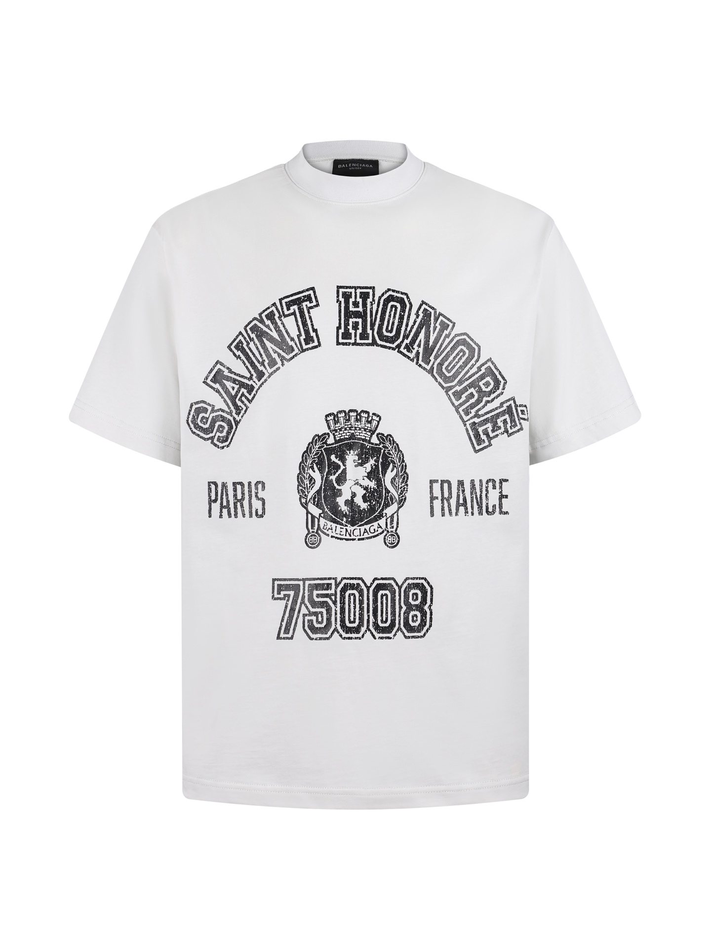 NO:875580,.BALENCIAGA 24FW letter crack print logo T-shirt ●Authentic 2254 purchase and development ●16 single yarn fine cotton plain fabric 230 grams ●Matching rib 350 grams ●Crack print ●Fabric enzyme wash ●Customized 11 trademarks ●Loose fit ●Size 1 2 3 4,,balenciaga,tees,t-shirt,19860909.BALENCIAGA 24FW 字母裂纹印花标识T恤 ●正品2254购入开发 ●16支单纱精琉棉平纹面料230克 ●配套罗纹350克 ●裂纹印花 ●面料酵洗 ●定制11商标 ●宽松版型 ●尺码1 2 3 4,,balenciaga,tees，t-shirt,,Men's clothing