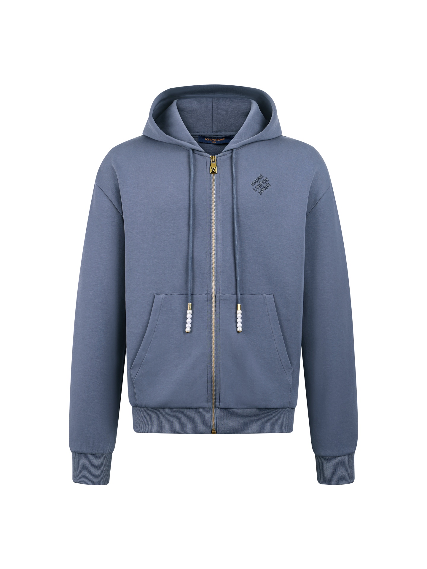 P205 LOUIS VUITTON 24FW Sudadera con capucha de punto con cremallera y bordado ●Auténtico comprado por 11900 para desar…