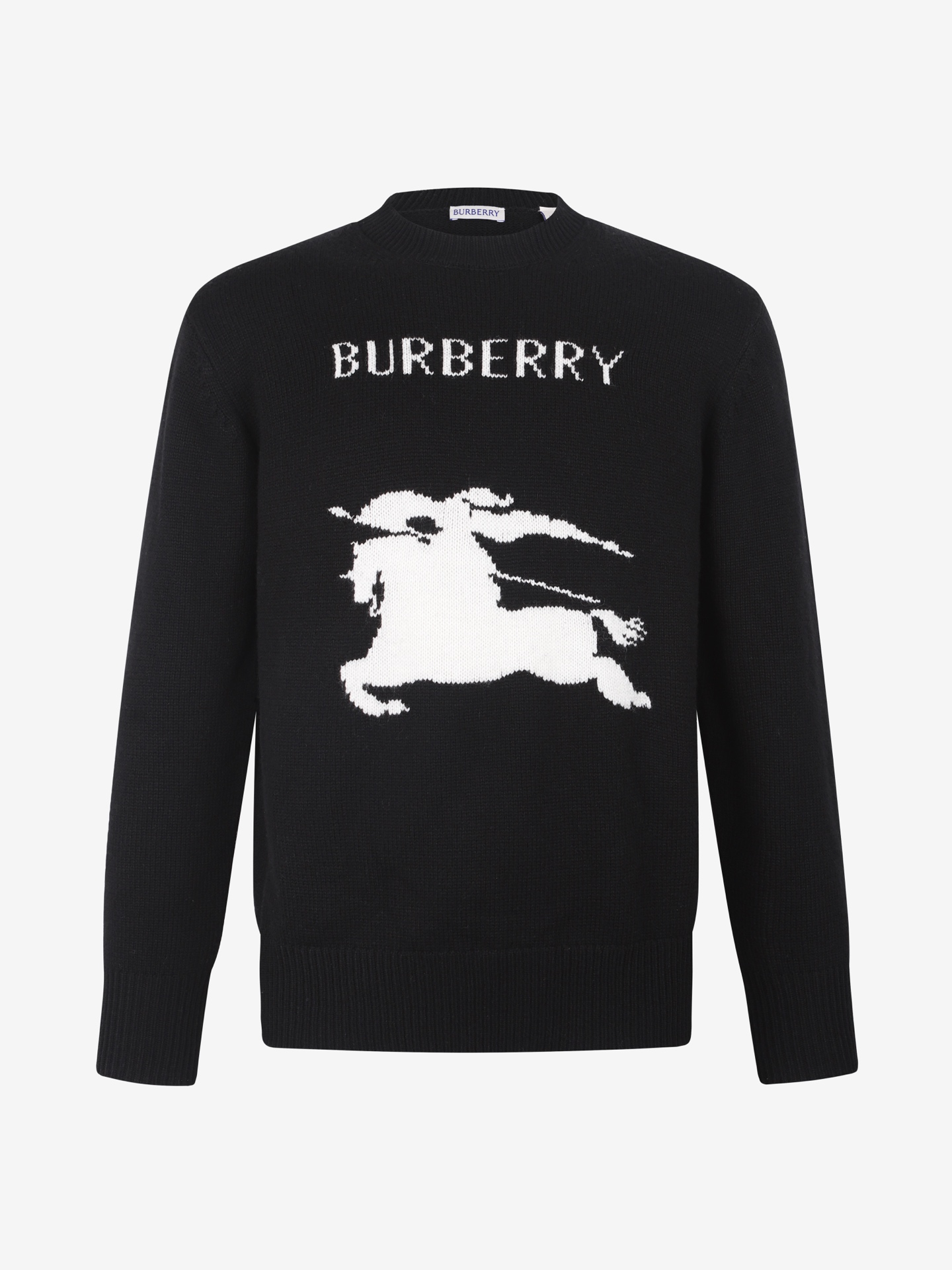 BURBERRY 24FW骑士提花Logo羊毛混纺针织衫 ●正品11275购入开发 ●羊毛澳羊绒混纺纱线 ●采用日本进口