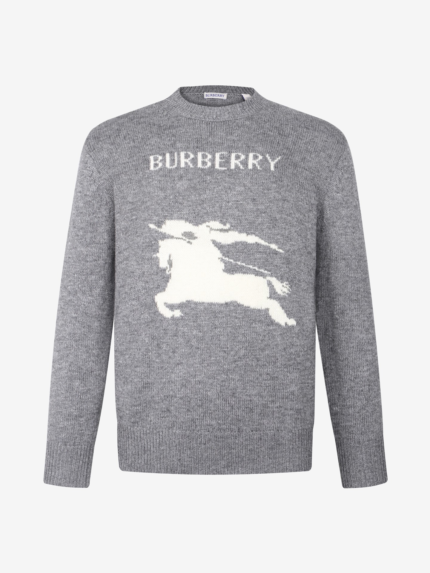 BURBERRY 24FW骑士提花Logo羊毛混纺针织衫 ●正品11275购入开发 ●羊毛澳羊绒混纺纱线 ●采用日本进口
