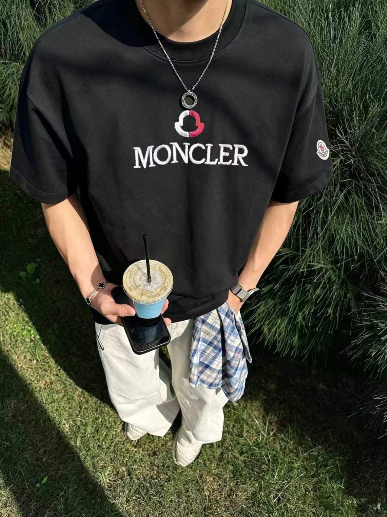P90 Moncle/Mont*, bordado del logo en el pecho. Nueva camiseta de manga corta de algodón puro de tejido doble de verano…