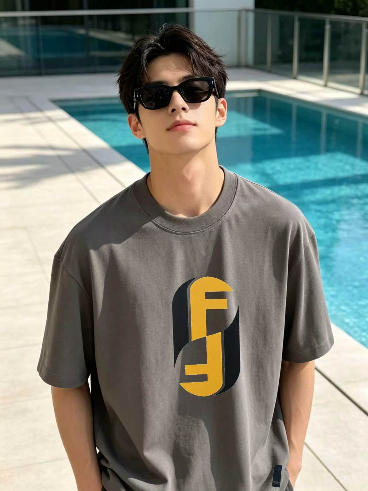 P85 Fend/Fendi* Logo doble F de colores contrastados superpuestos invertidos, nueva temporada primavera/verano, tejido …