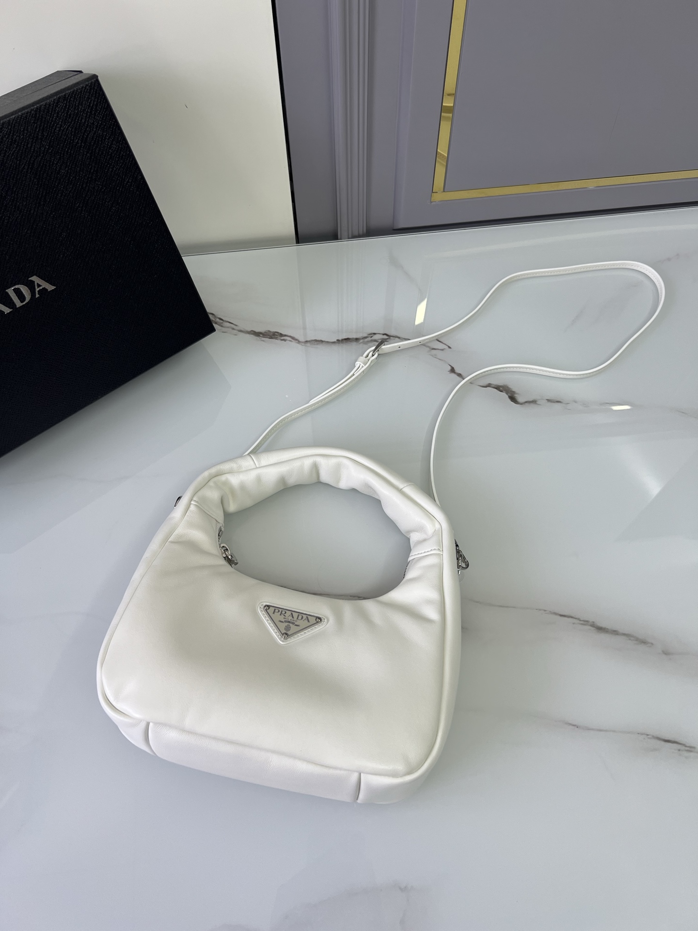 Prada More details! Lambskin Hobo is officially on sale 1BA384