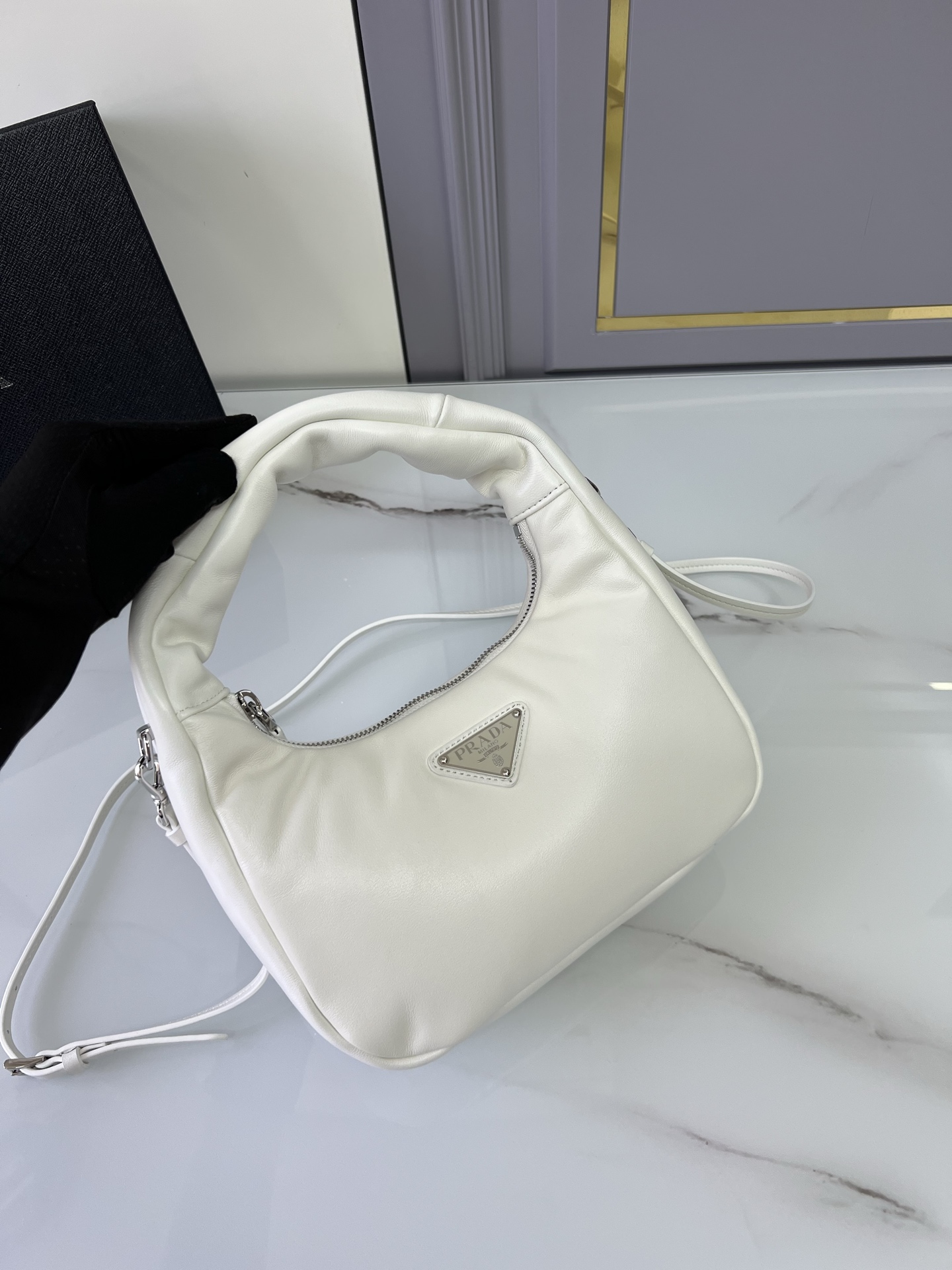 Prada More details! Lambskin Hobo is officially on sale 1BA384