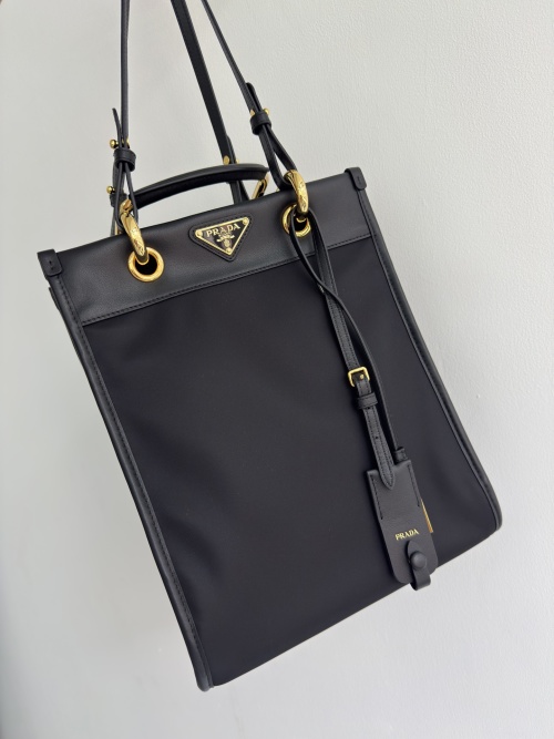 Prada Re-Nylon Tote Bag, Convertible Design, Metal & Leather Handles 1 Prada Re-Nylon Tote Bag, Convertible Design, Metal & Leather Handles