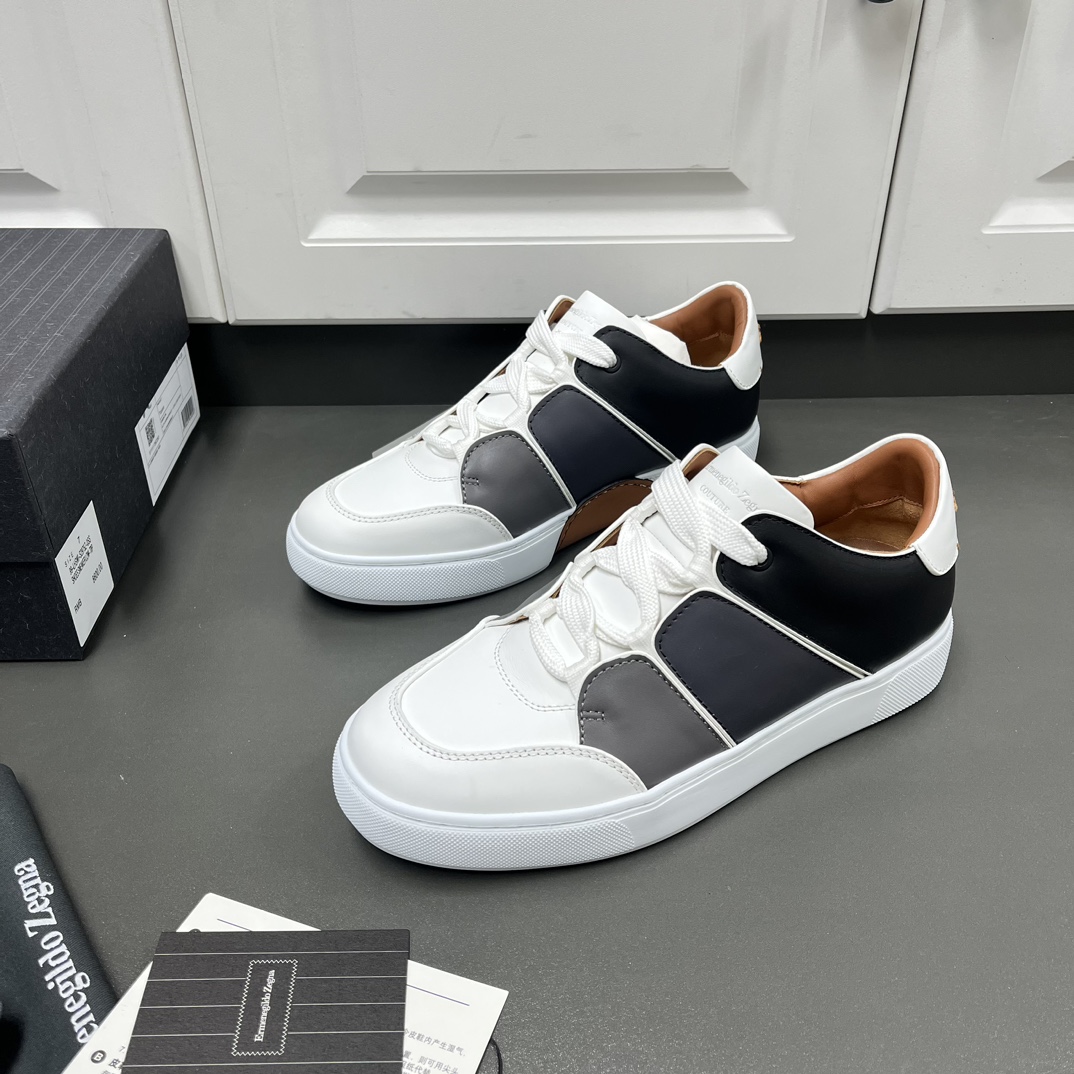 Ermenegildo Zegna Tiziano Low-Top Sneakers, Color Block Leather, Gradient Grey 3 i1701410310 1698 2