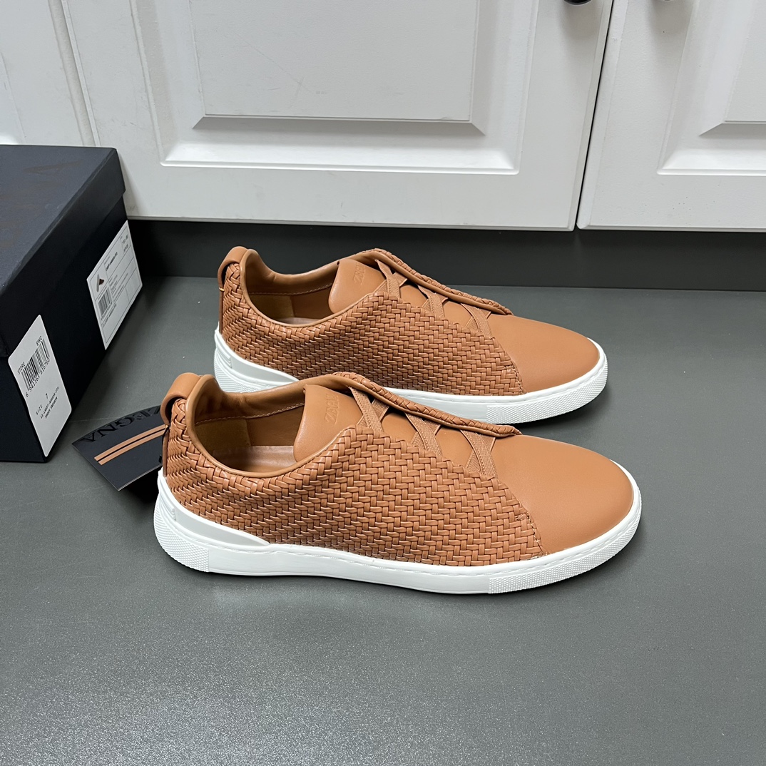 P510ZEGNA Original Ermenegildo Zegna Woven Zapatos de hombre, El entrenador Triple Stitch es uno de 