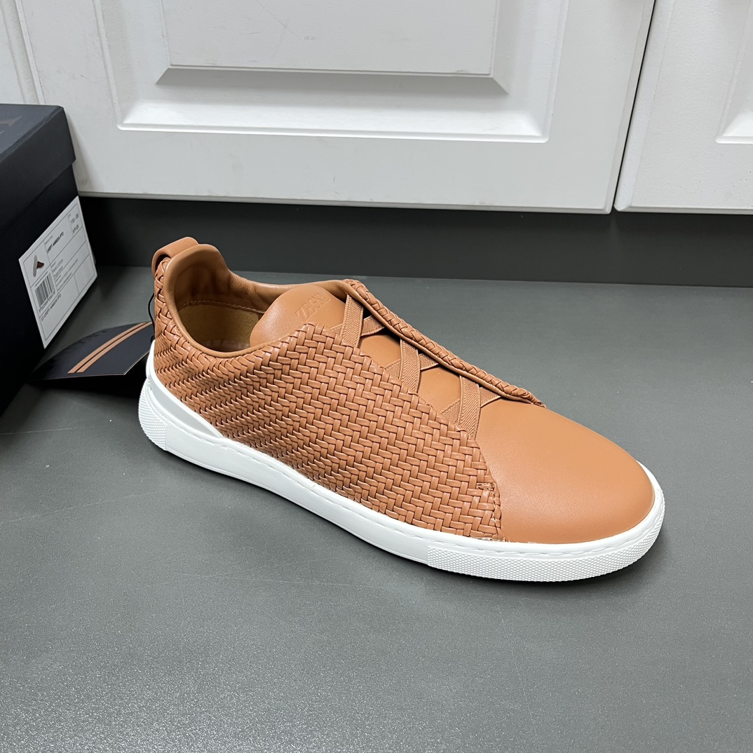 P510ZEGNA Original Ermenegildo Zegna Woven Zapatos de hombre, El entrenador Triple Stitch es uno de 