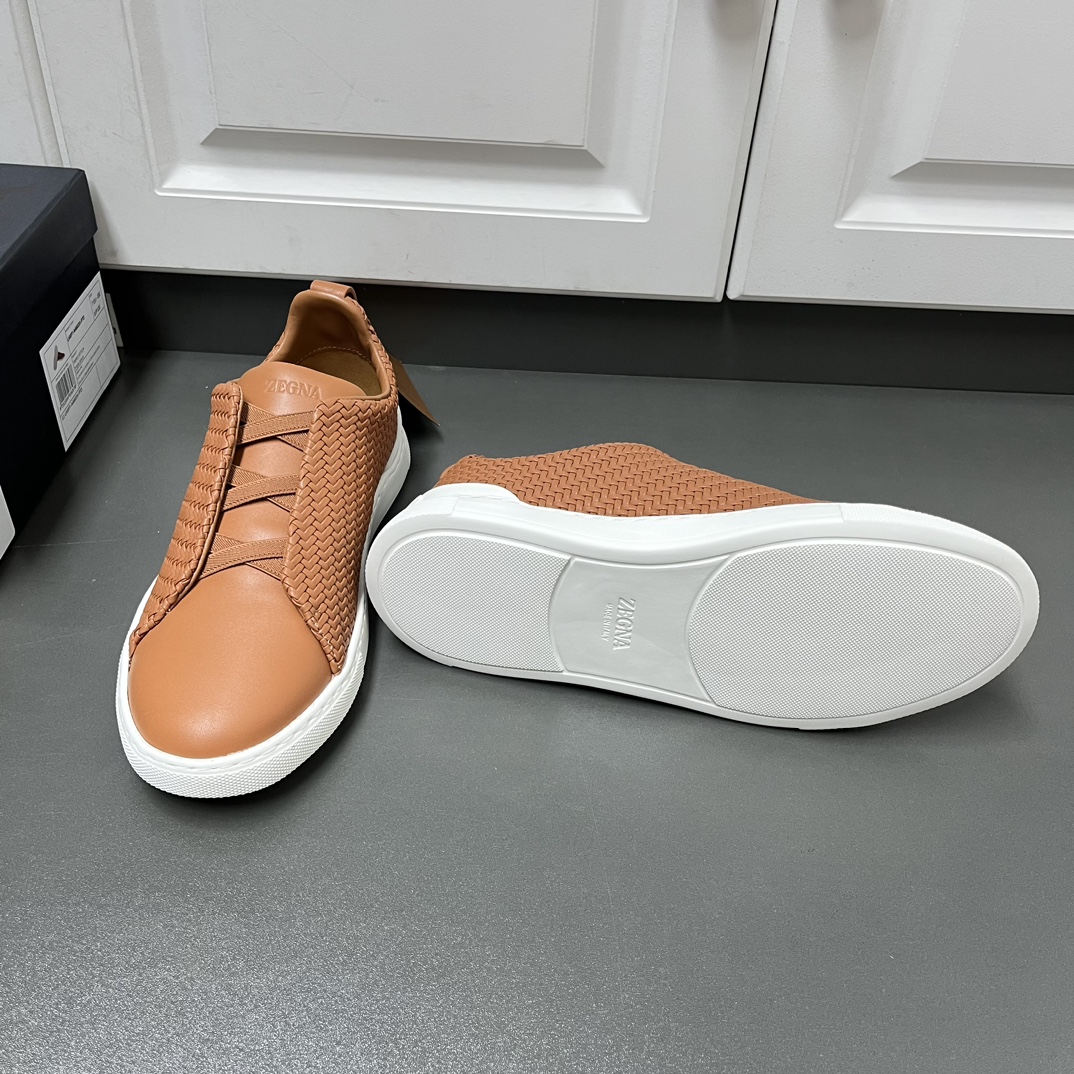 P510ZEGNA Original Ermenegildo Zegna Woven Zapatos de hombre, El entrenador Triple Stitch es uno de 