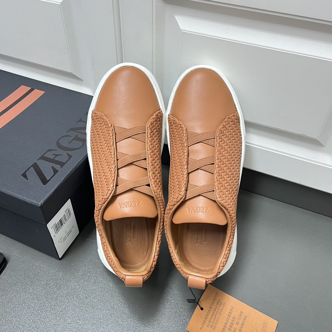 P510ZEGNA Original Ermenegildo Zegna Woven Zapatos de hombre, El entrenador Triple Stitch es uno de 