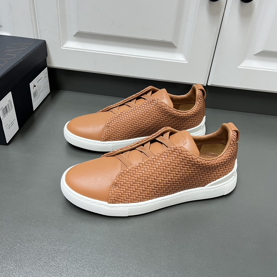 P510ZEGNA Original Ermenegildo Zegna Woven Zapatos de hombre, El entrenador Triple Stitch es uno de 