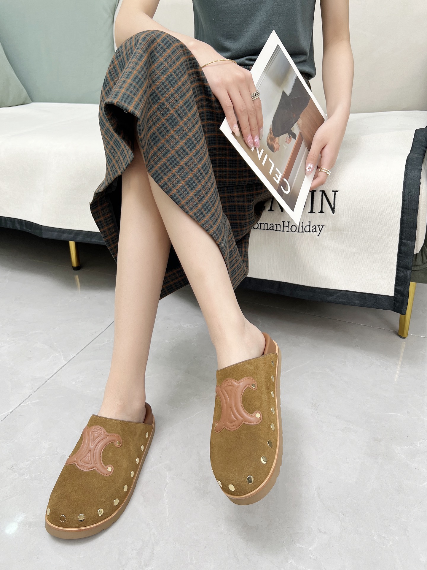 Celine 25ss Espadrille Rivet Birkenstock Slippers with Triomphe Logo 9 i1743696350470 7926 0 7