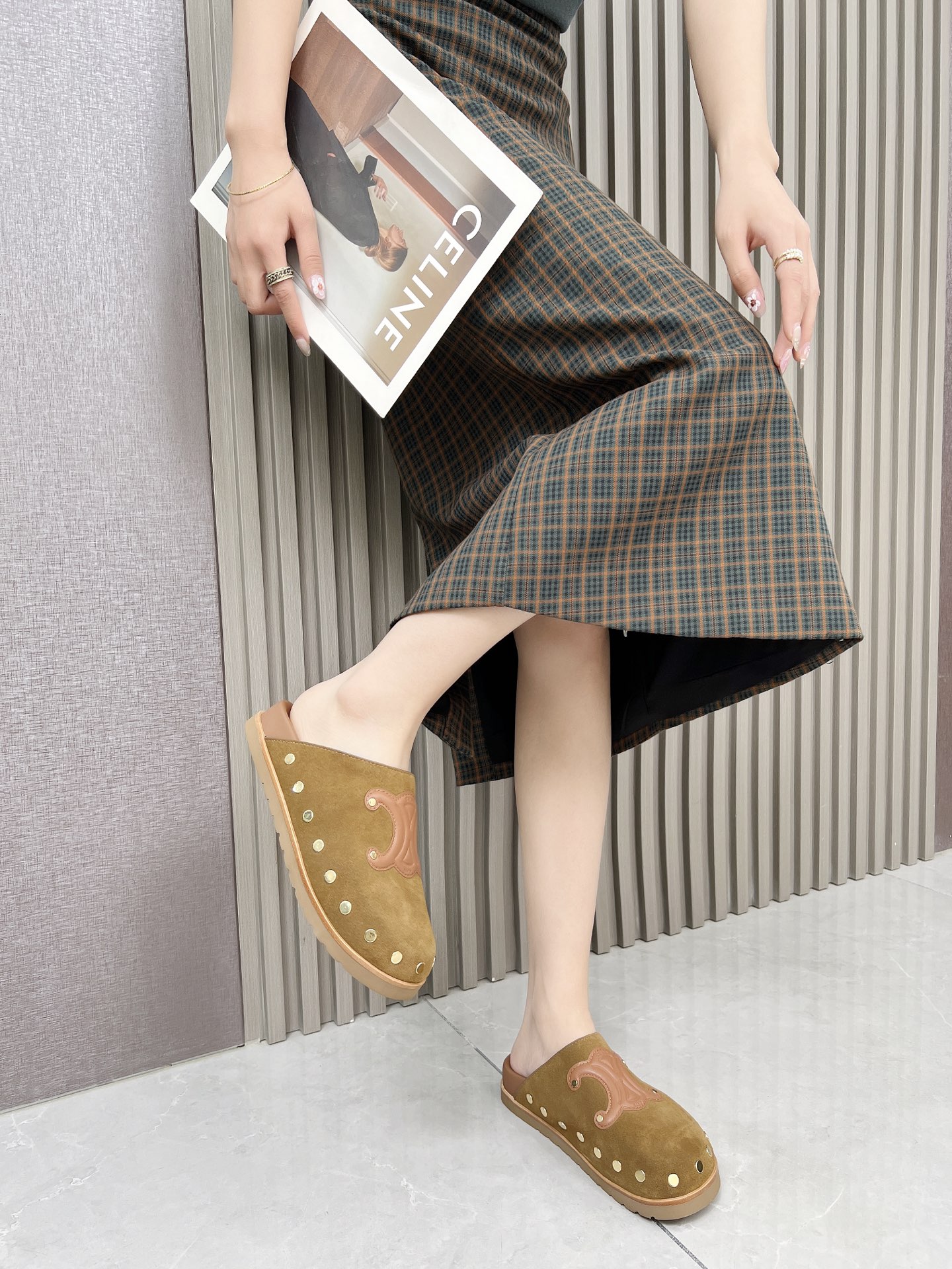 Celine 25ss Espadrille Rivet Birkenstock Slippers with Triomphe Logo 6 i1743696350591 2636 0 4