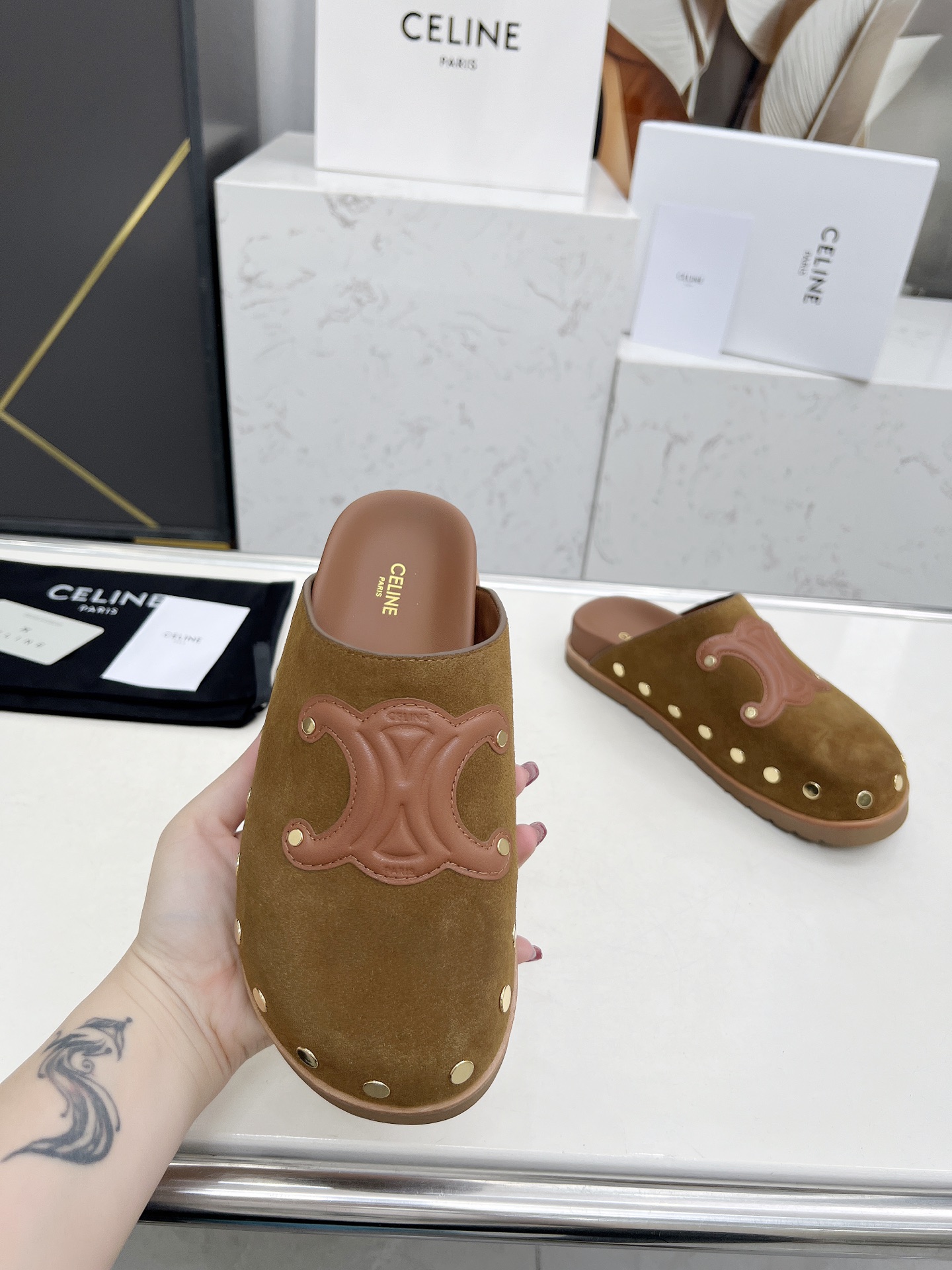 Celine 25ss Espadrille Rivet Birkenstock Slippers with Triomphe Logo 1 Celine 25ss Espadrille Rivet Birkenstock Slippers with Triomphe Logo