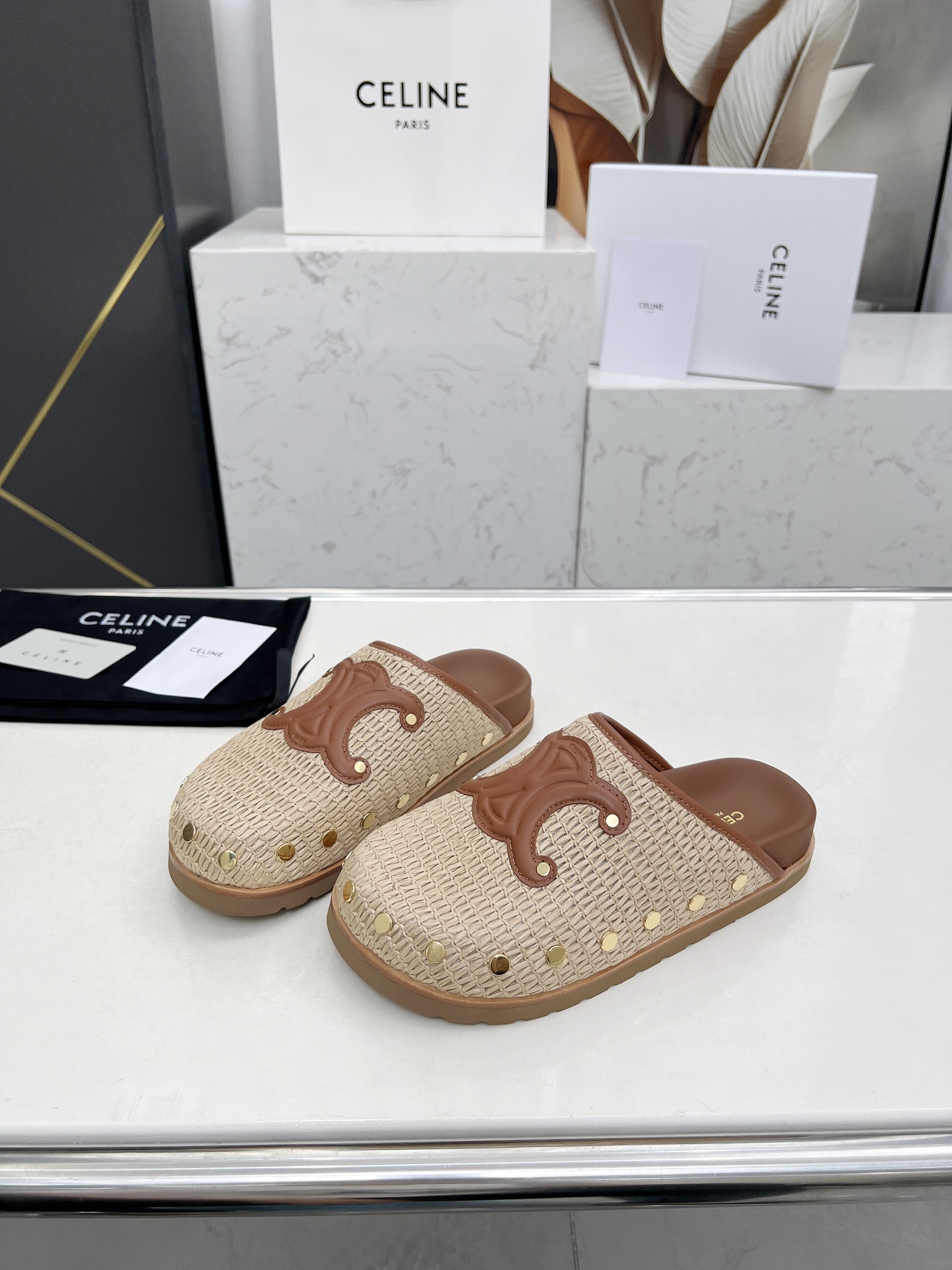 Celine 25SS Espadrille Rivet Birkenstock Slippers with Triomphe Logo 3 i1743696425003 500 0 0