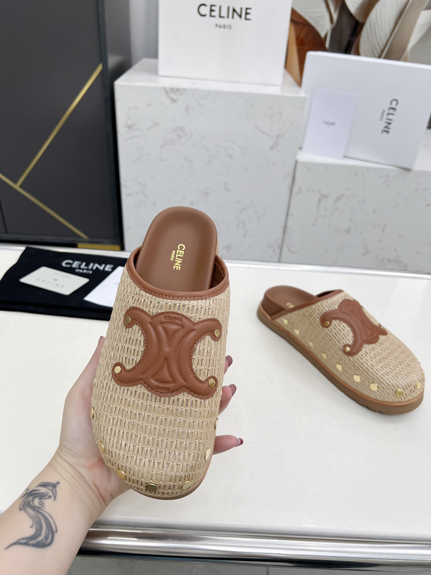 Celine 25SS Espadrille Rivet Birkenstock Slippers with Triomphe Logo 2 i1743696425034 2740 0 3