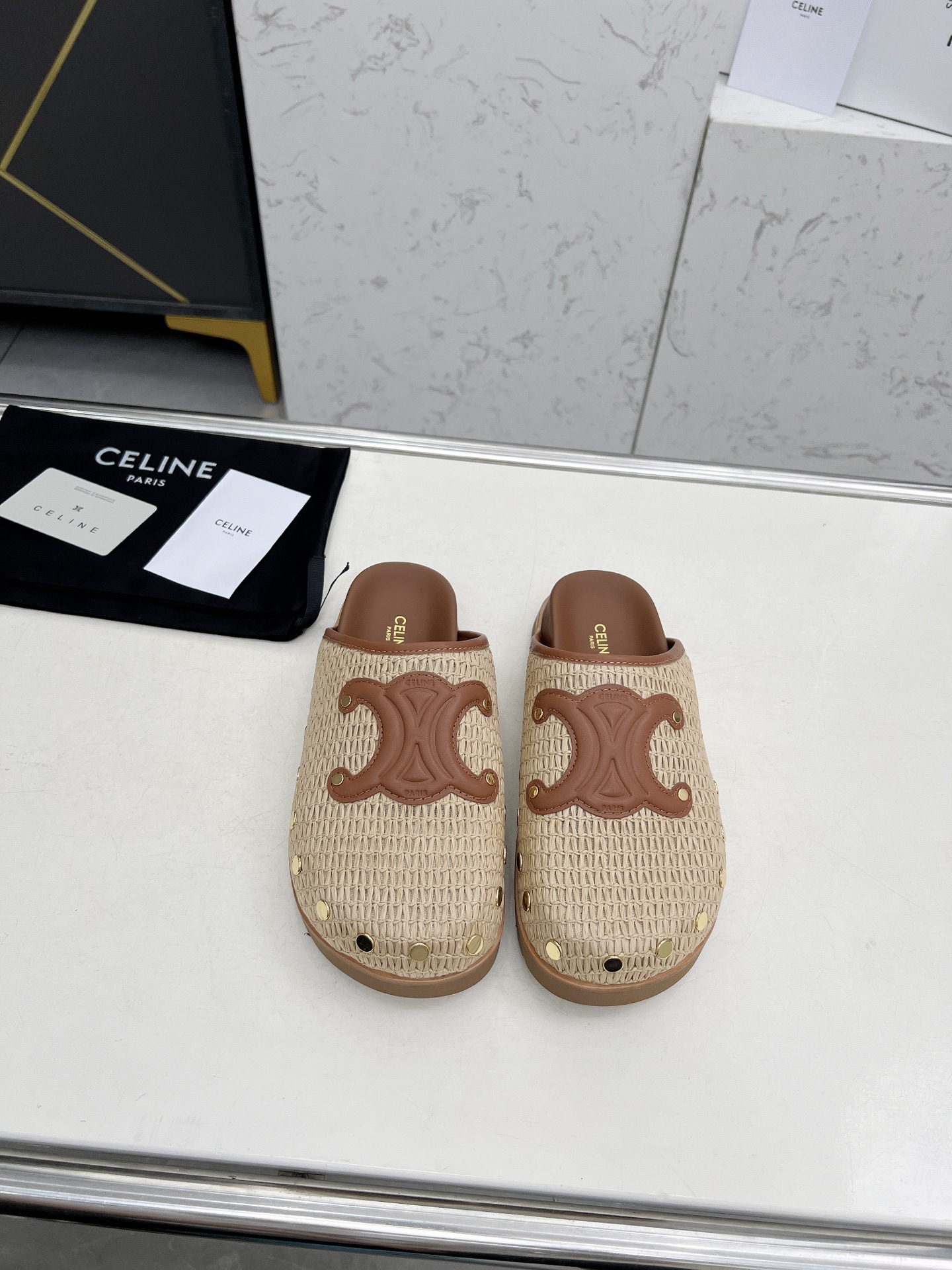 Celine 25SS Espadrille Rivet Birkenstock Slippers with Triomphe Logo 4 i1743696426077 8890 0 1