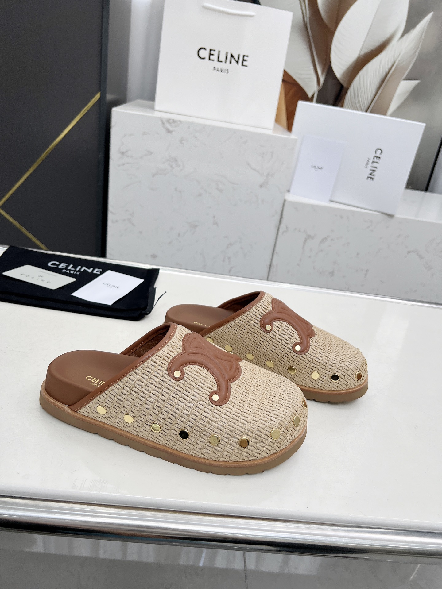 Celine 25SS Espadrille Rivet Birkenstock Slippers with Triomphe Logo 5 i1743696426121 7032 0 2