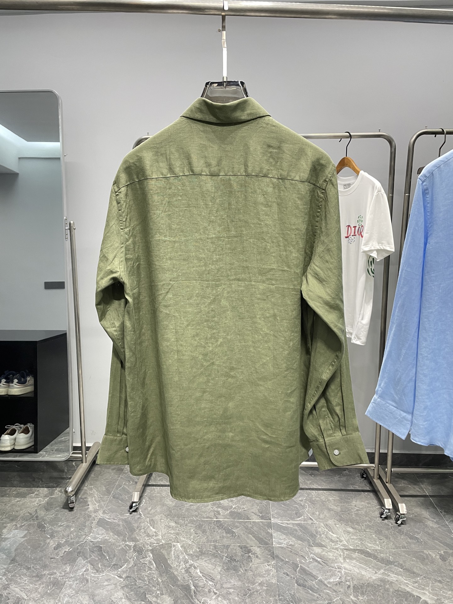 。🔅LSS春夏新款进口亚麻面料纯色翻领衬衣，男士简约logo刺绣标识商务休闲百搭长袖衬衫！贸易公司渠道稀