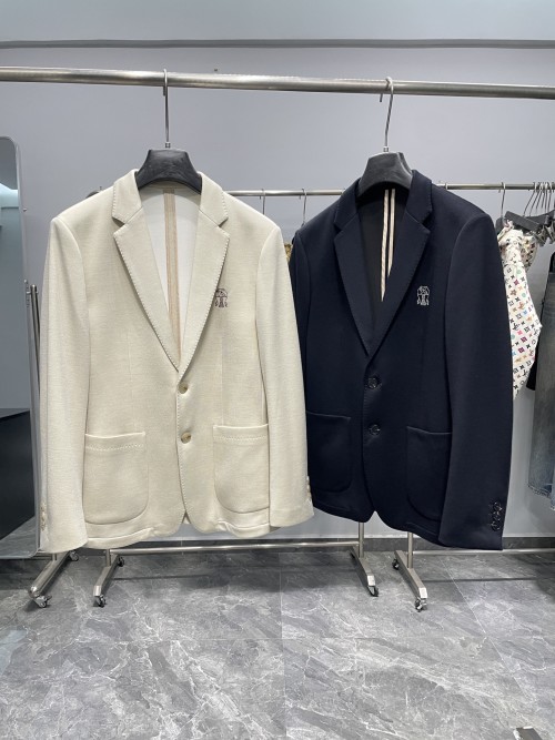 Wool Blend Notch Lapel Blazer, Embroidered Logo, Business Casual Jacket 1 Wool Blend Notch Lapel Blazer, Embroidered Logo, Business Casual Jacket