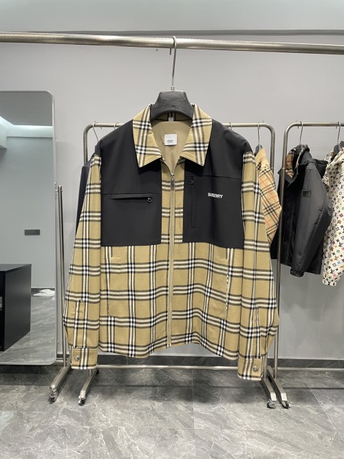 Burberry Men's Check Wool Blend Zip-Up Jacket, Long Sleeve Shirt Jacket 1 Burberry Men's Check Wool Blend Zip-Up Jacket, Long Sleeve Shirt Jacket