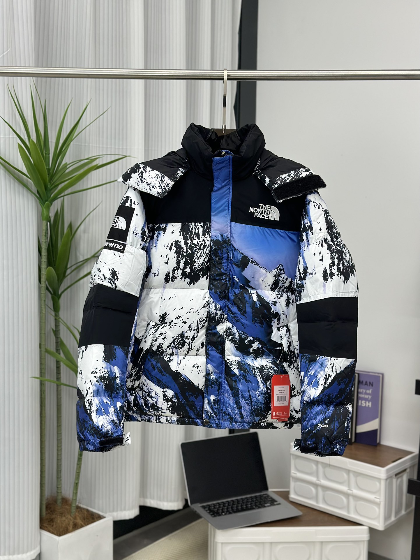 The North Face Clothing Down Jacket Blue Embroidery