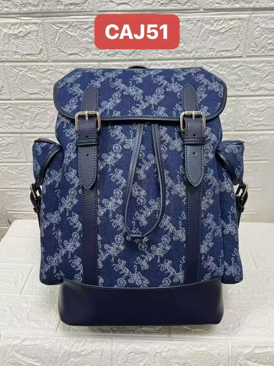The Coach men's backpack is really cool. This backpack features a carriage pattern print, with a large capacity to meet daily needs. It looks cool on girls too. Model CAJ51. image 1