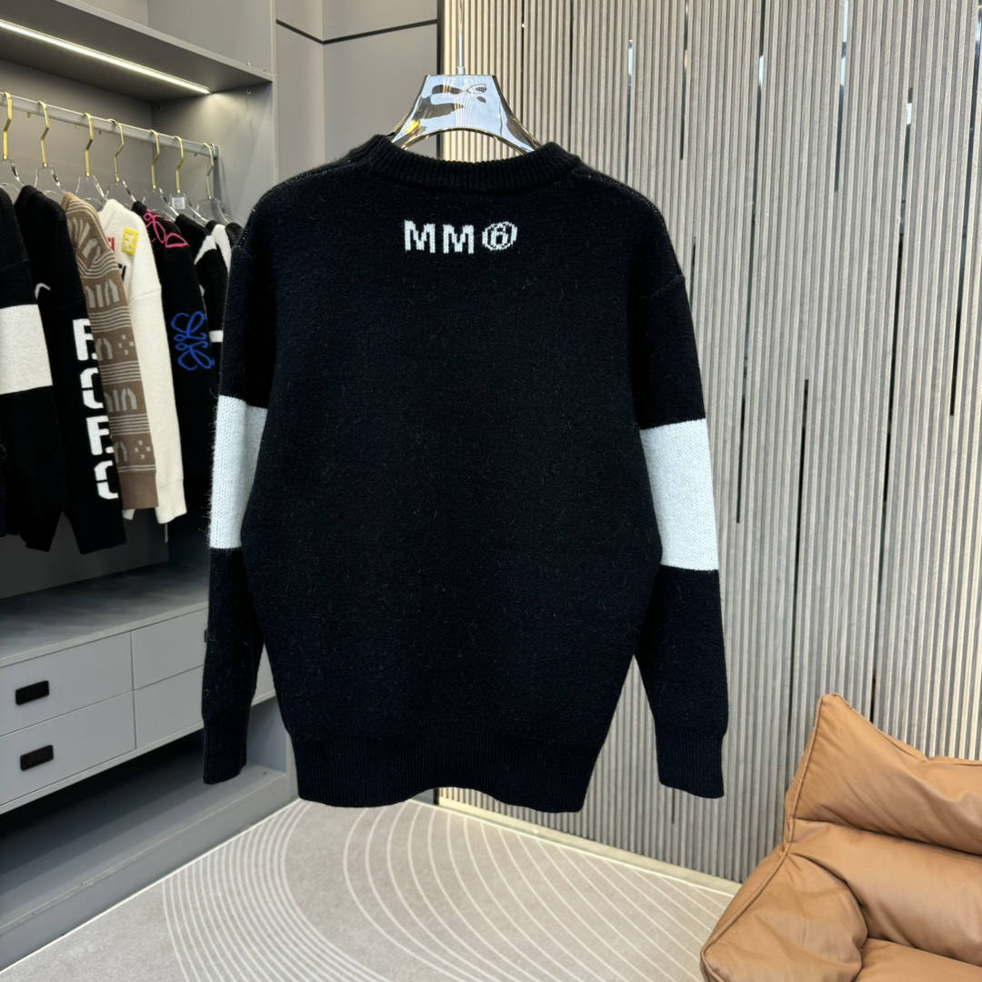 High-Quality Custom Knit Sweater by DB: Madison Margiela Style, Embroidered Letter Towel, Round-Haired Design - 图片 2