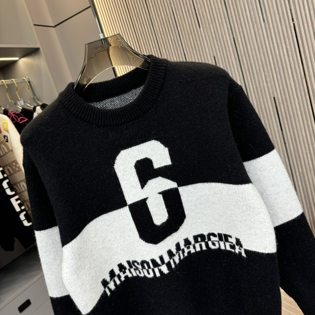 High-Quality Custom Knit Sweater by DB: Madison Margiela Style, Embroidered Letter Towel, Round-Haired Design - 图片 4