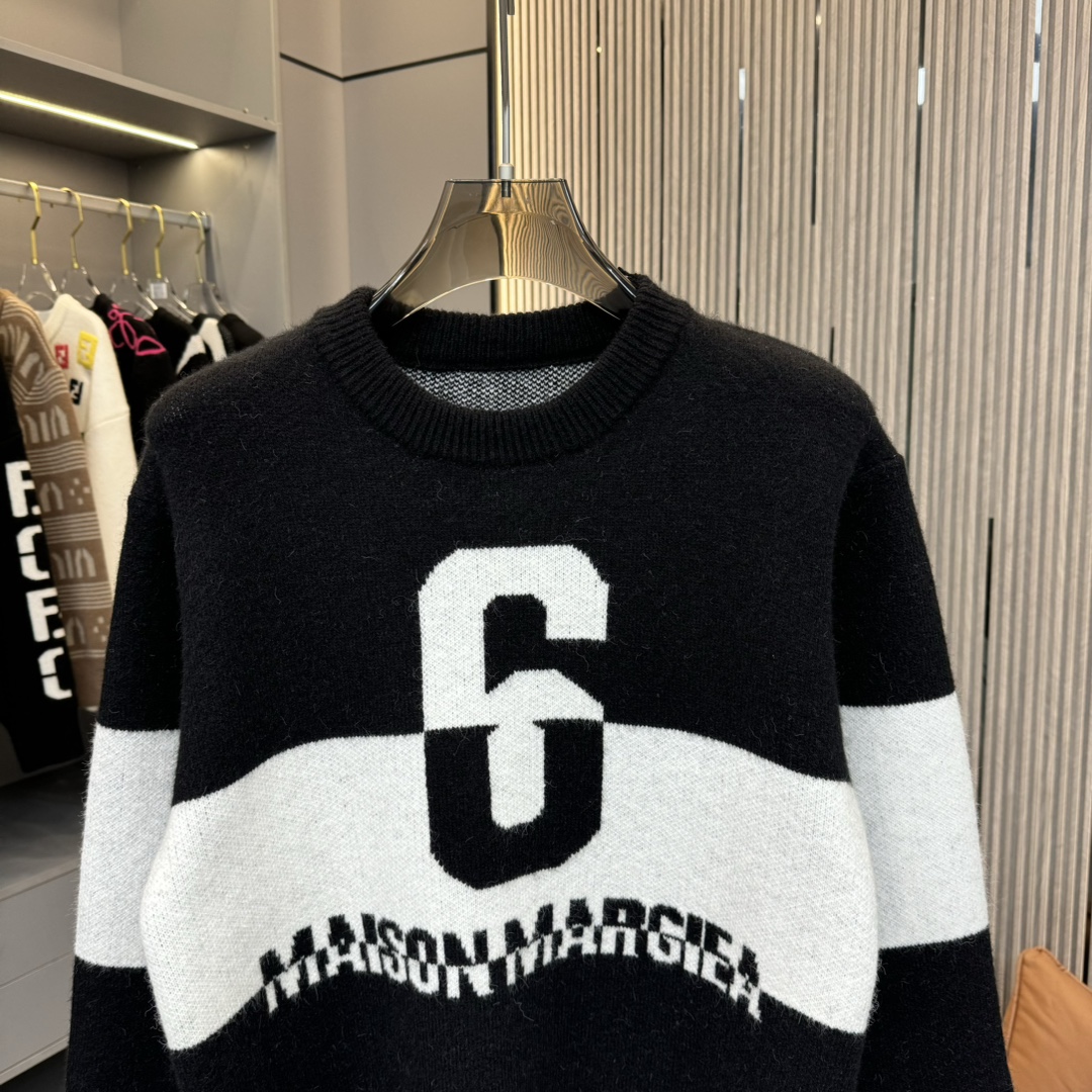 High-Quality Custom Knit Sweater by DB: Madison Margiela Style, Embroidered Letter Towel, Round-Haired Design - 图片 3