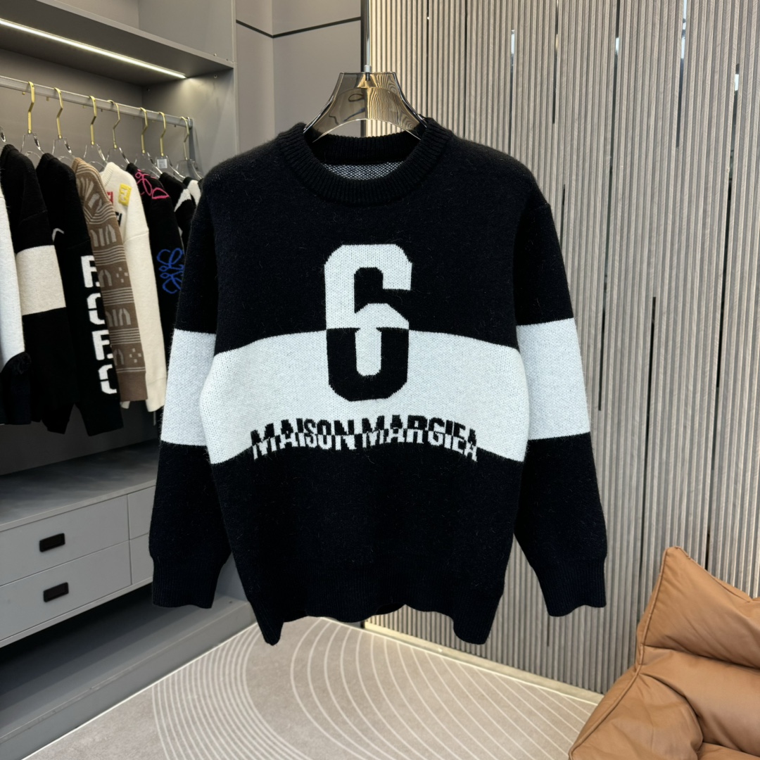 High-Quality Custom Knit Sweater by DB: Madison Margiela Style, Embroidered Letter Towel, Round-Haired Design - 图片 1