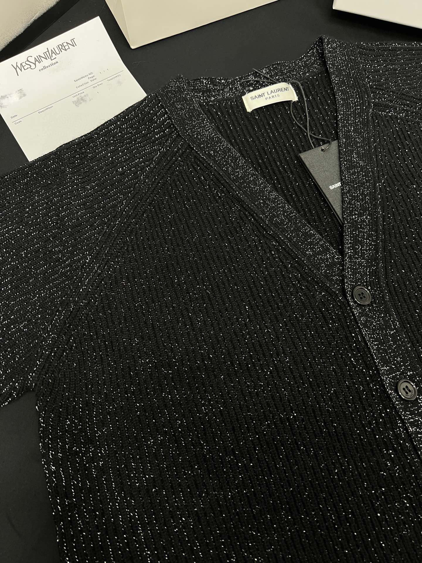 Yves Saint Laurent Silver Thread Wool Cardigan with Detachable Brooch 9 i1755248372188 9285 0 7