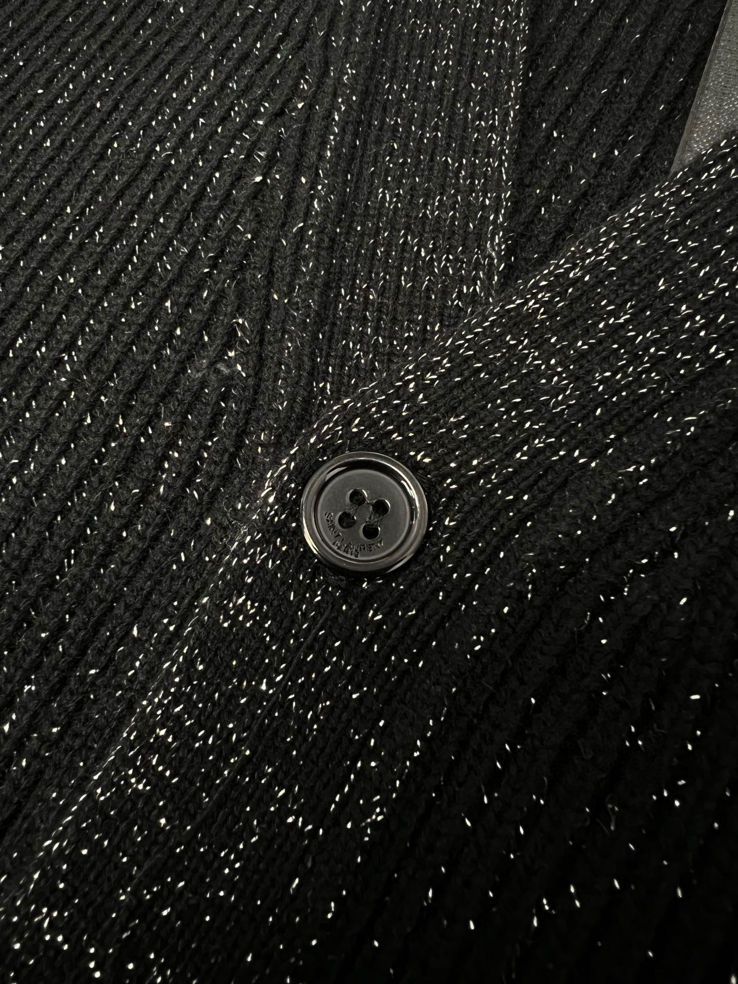 Yves Saint Laurent Silver Thread Wool Cardigan with Detachable Brooch 7 i1755248372260 11 0 5