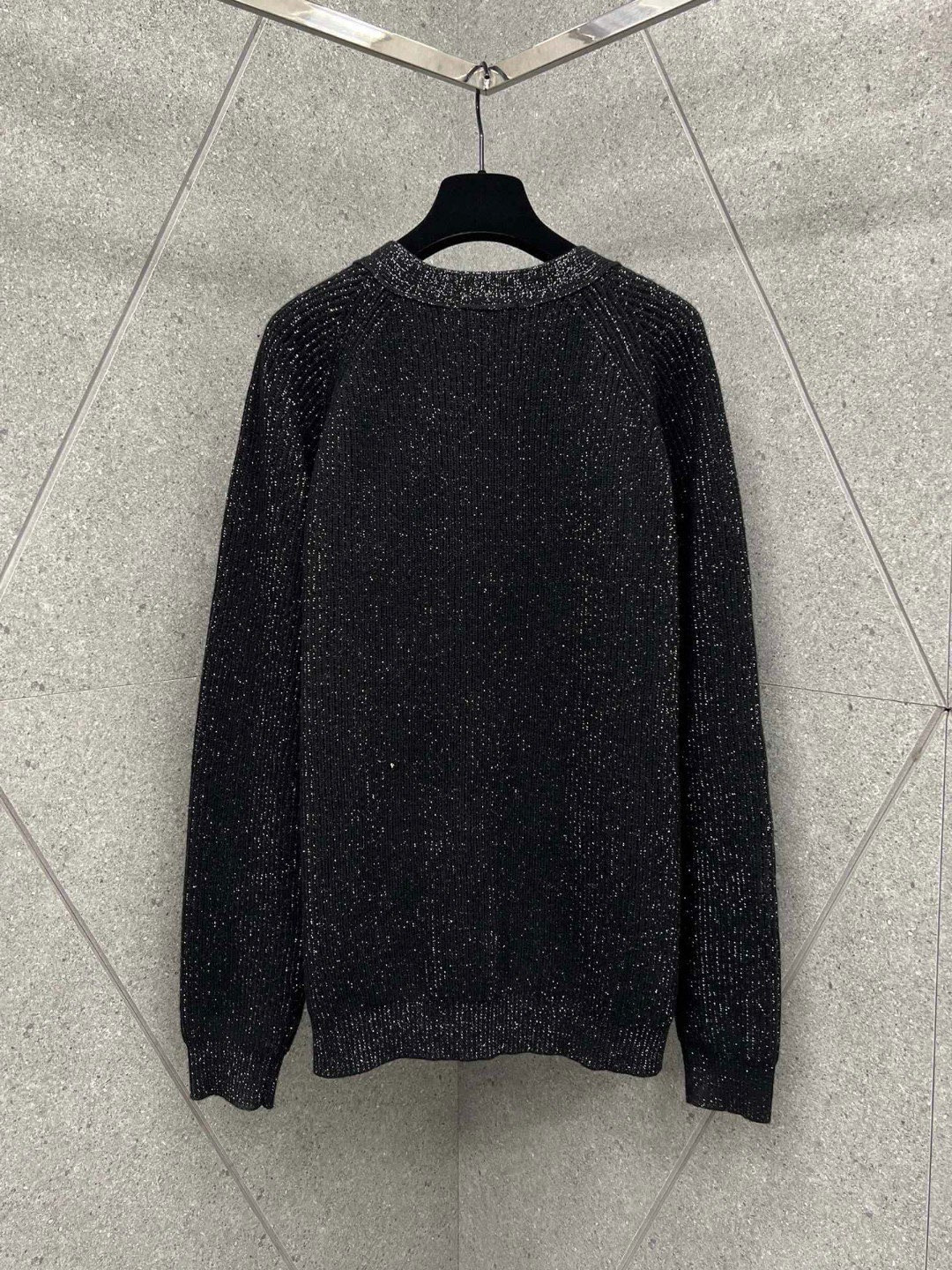 Yves Saint Laurent Silver Thread Wool Cardigan with Detachable Brooch 3 i1755248374033 9748 0 1