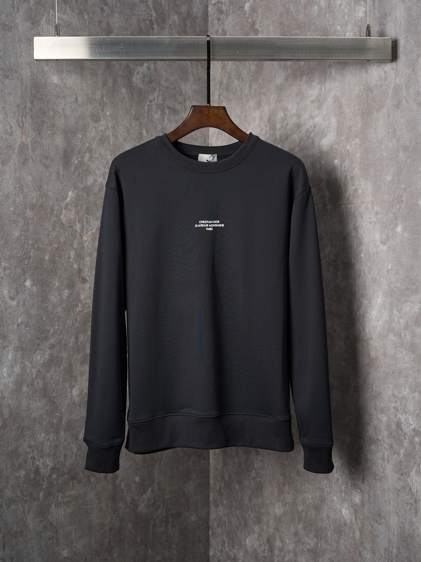 DIOR CD Montaigne Logo Print Crewneck Sweatshirt - Black Cotton Fleece
