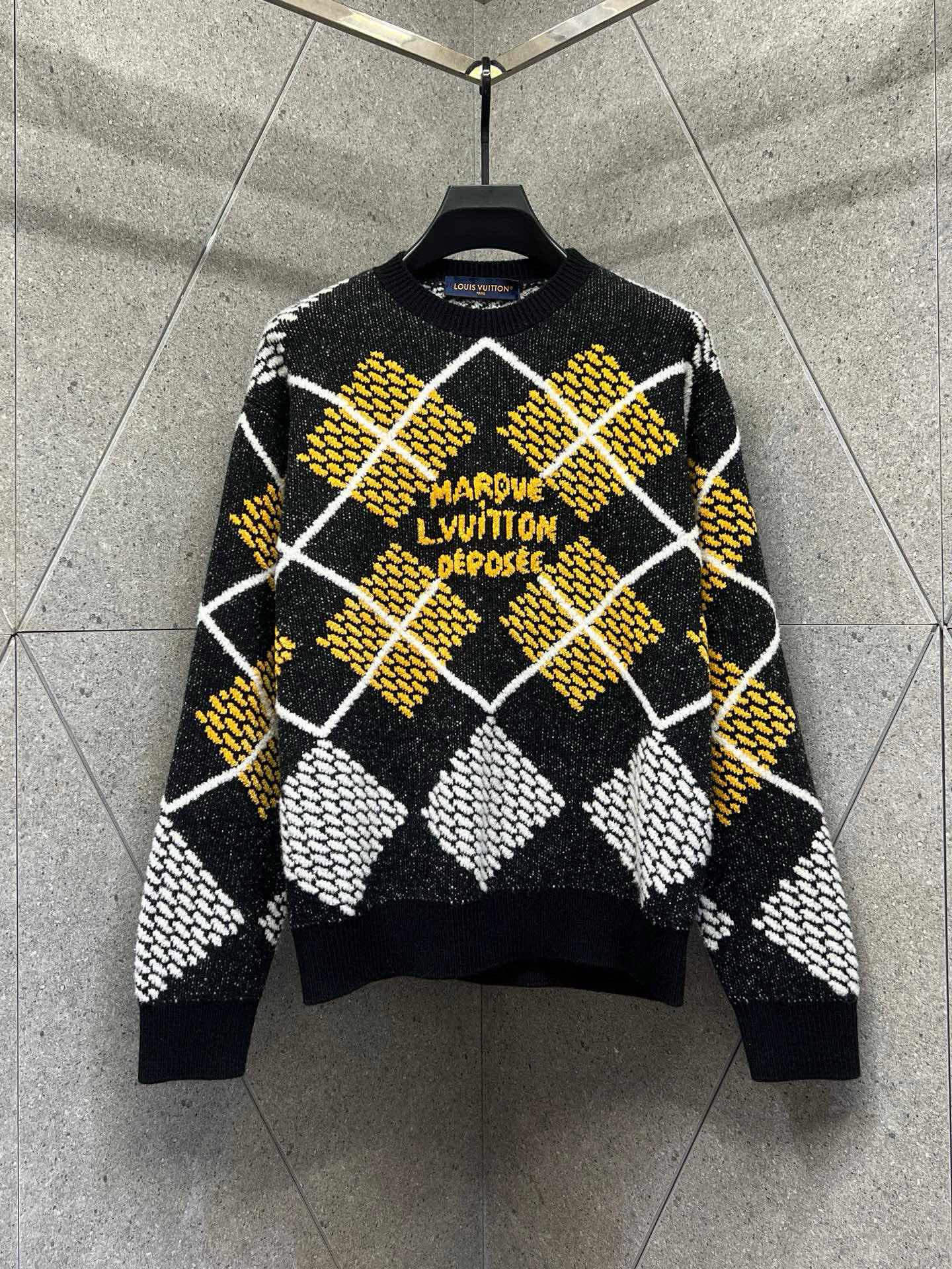 Louis Vuitton Wool Blend Knit Sweater - Diamond Pattern, Luxury Fashion