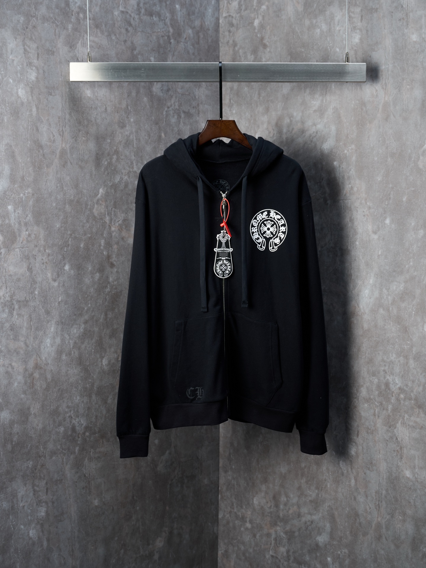 Chrome Hearts Black Cotton Blend Zip-Up Hoodie with Cross Logo,Relaxed Fit 1 i1758493762282 2663 0 0
