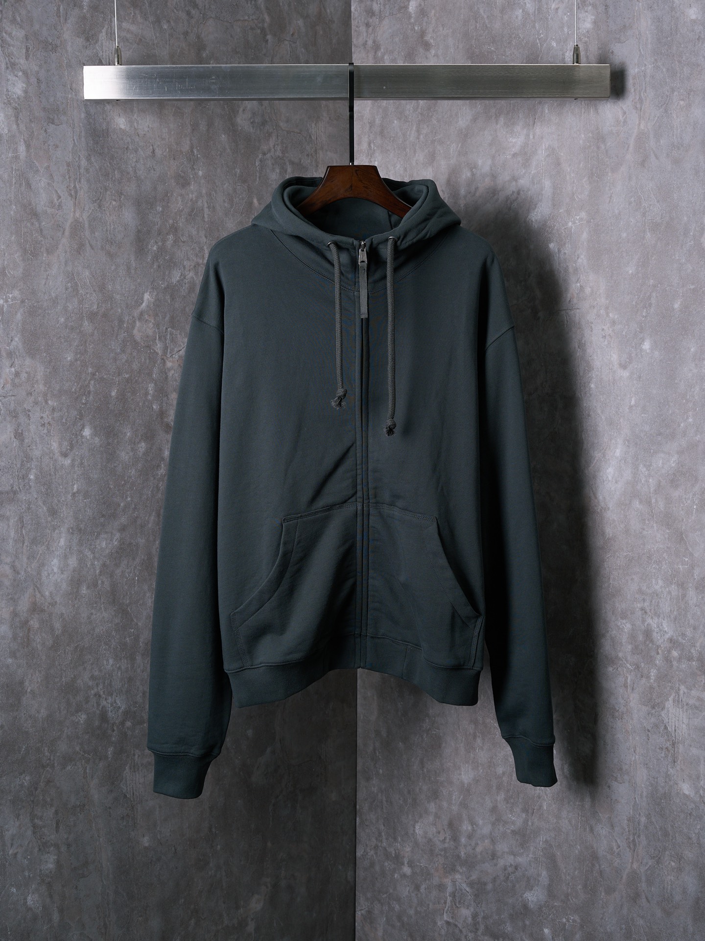 Maison Margiela Men's Embroidered Zip-Up Hoodie-Ink Rhyme Indigo Gray