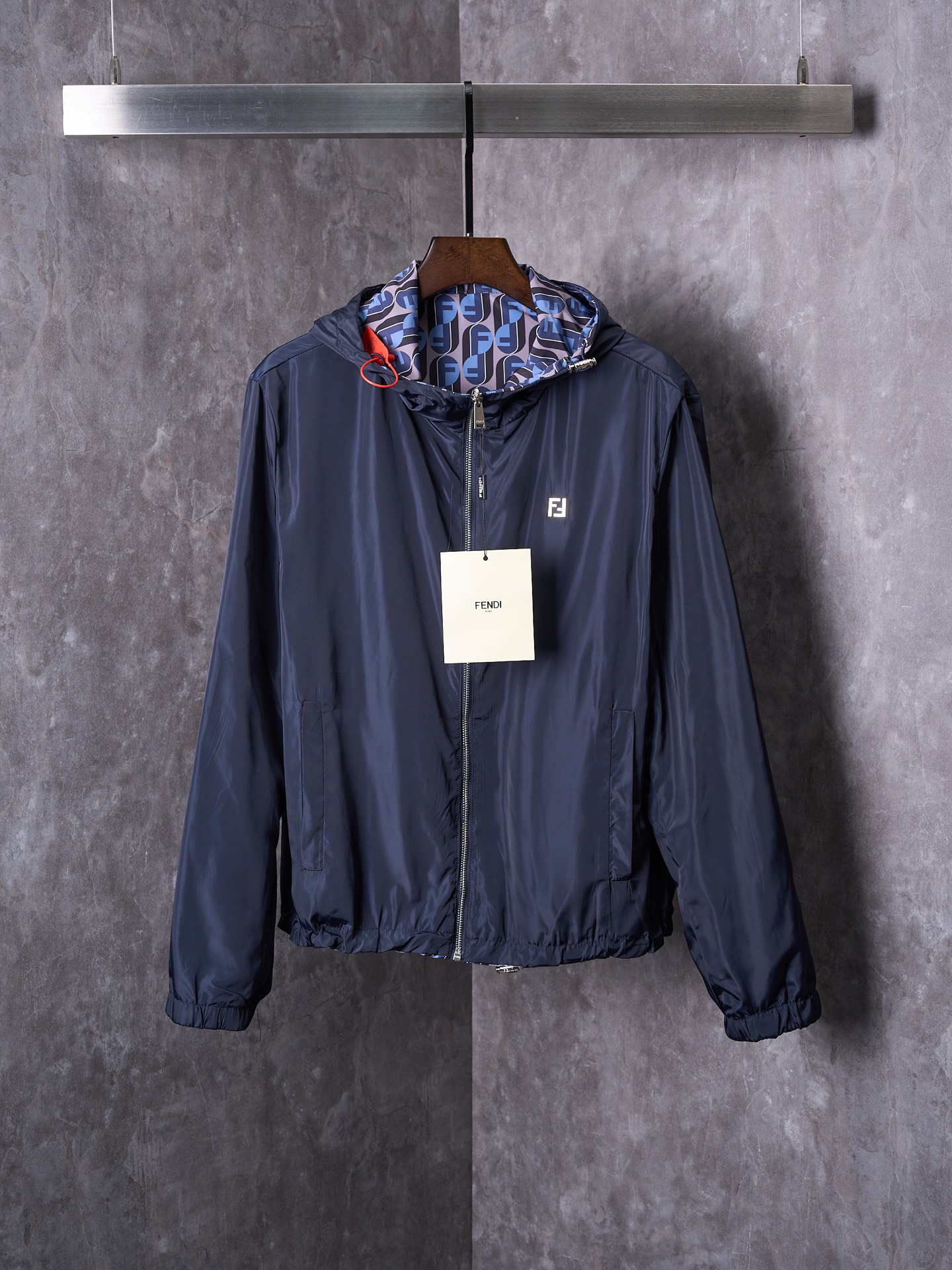 Fendi FF Logo Reversible Hooded Windbreaker Jacket - Gray Blue 3 i1759443546274 3567 0 8