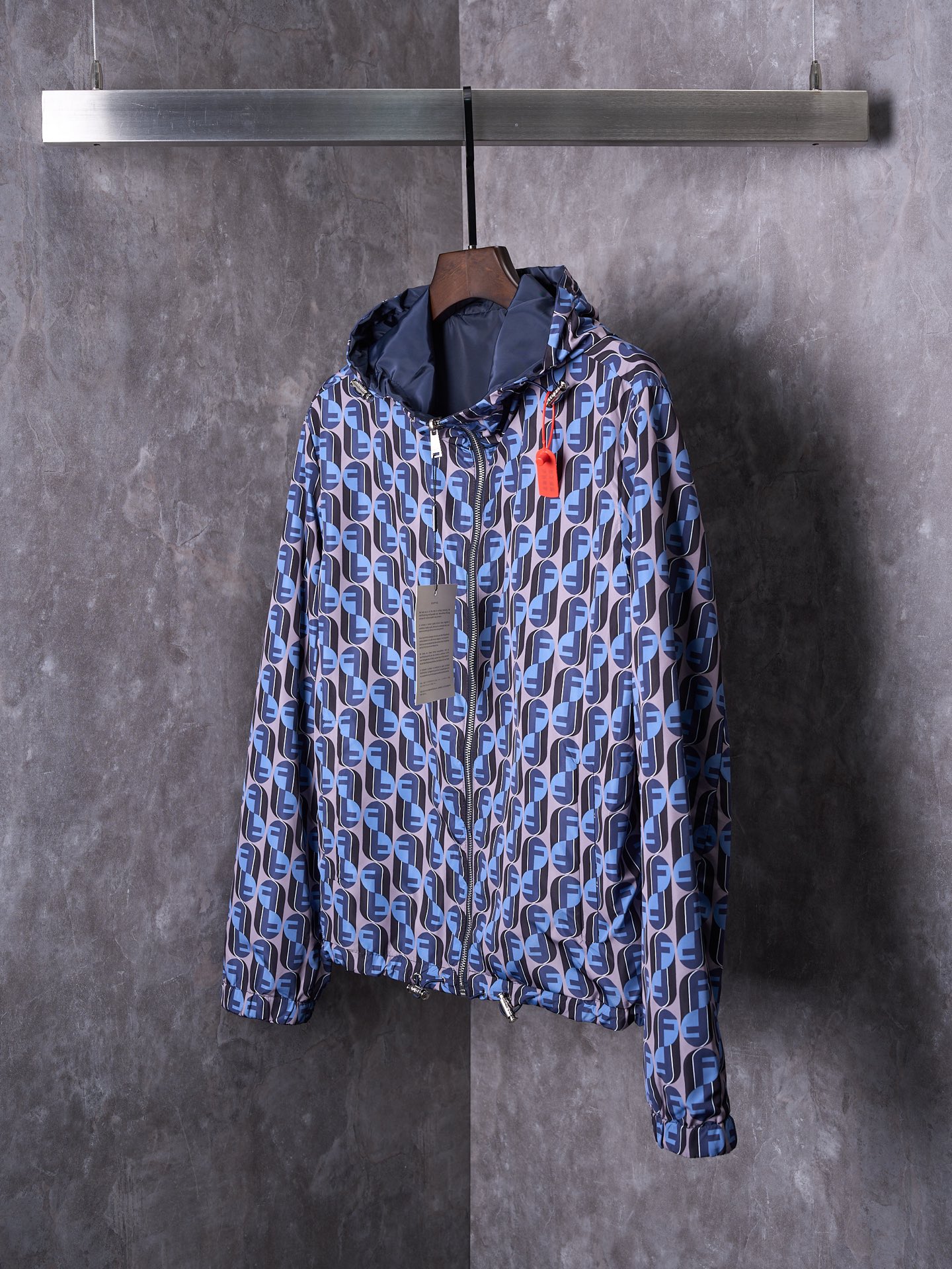 Fendi FF Logo Reversible Hooded Windbreaker Jacket - Gray Blue 6 i1759443547147 2598 0 4