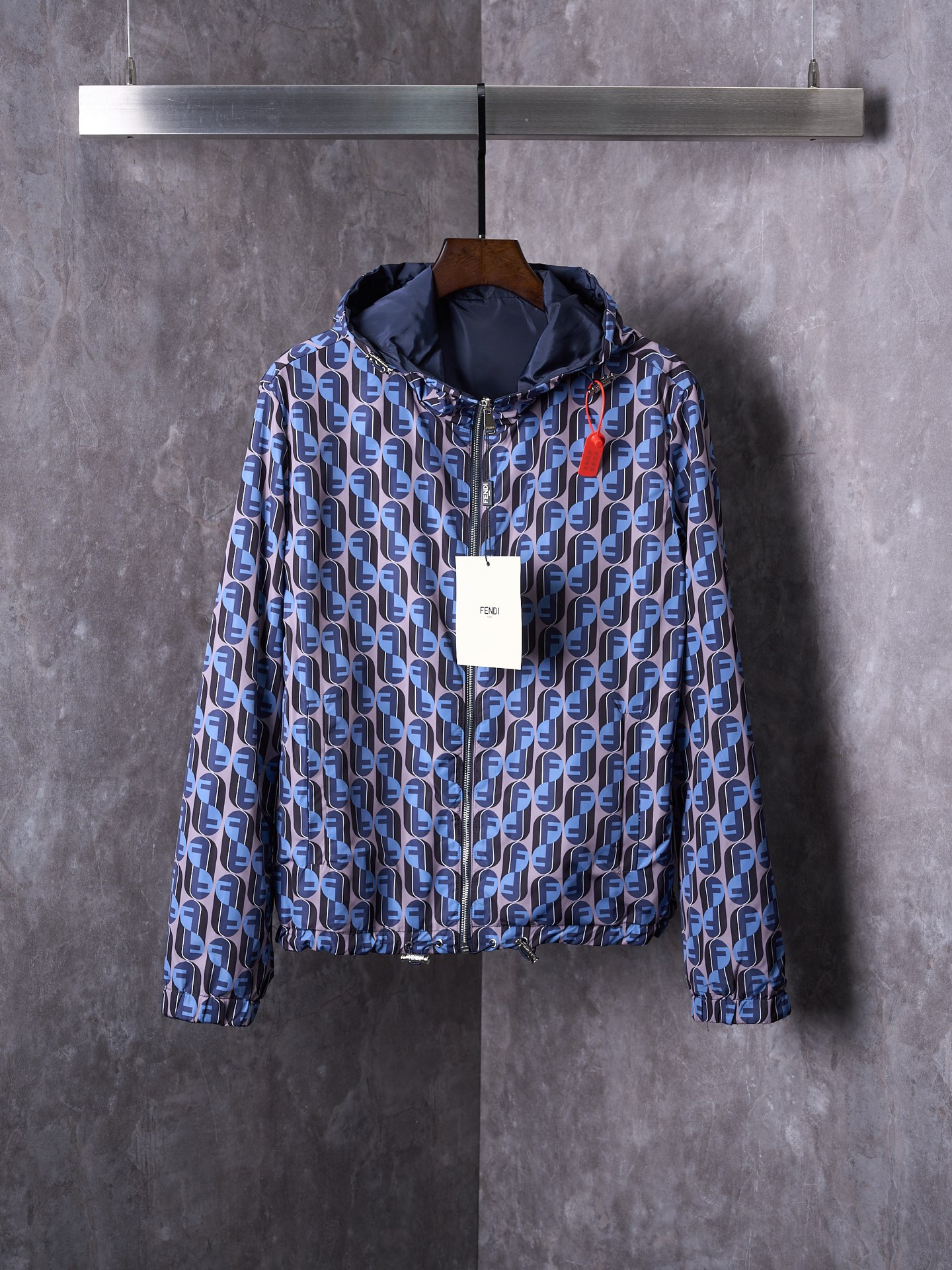 Fendi FF Logo Reversible Hooded Windbreaker Jacket - Gray Blue 2 i1759443547894 3721 0 0