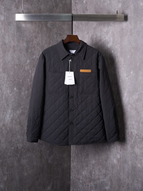 Bottega Veneta Quilted Cotton-Blend Jacket with Leather Patch Detail 1 Bottega Veneta Quilted Cotton-Blend Jacket with Leather Patch Detail