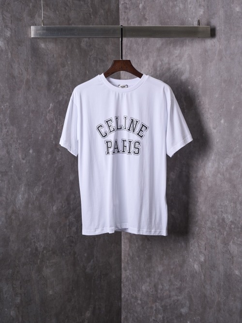 Celine Paris Letter Print Crew Neck Short Sleeve T-Shirt - In Stock 1 Celine Paris Letter Print Crew Neck Short Sleeve T-Shirt - In Stock