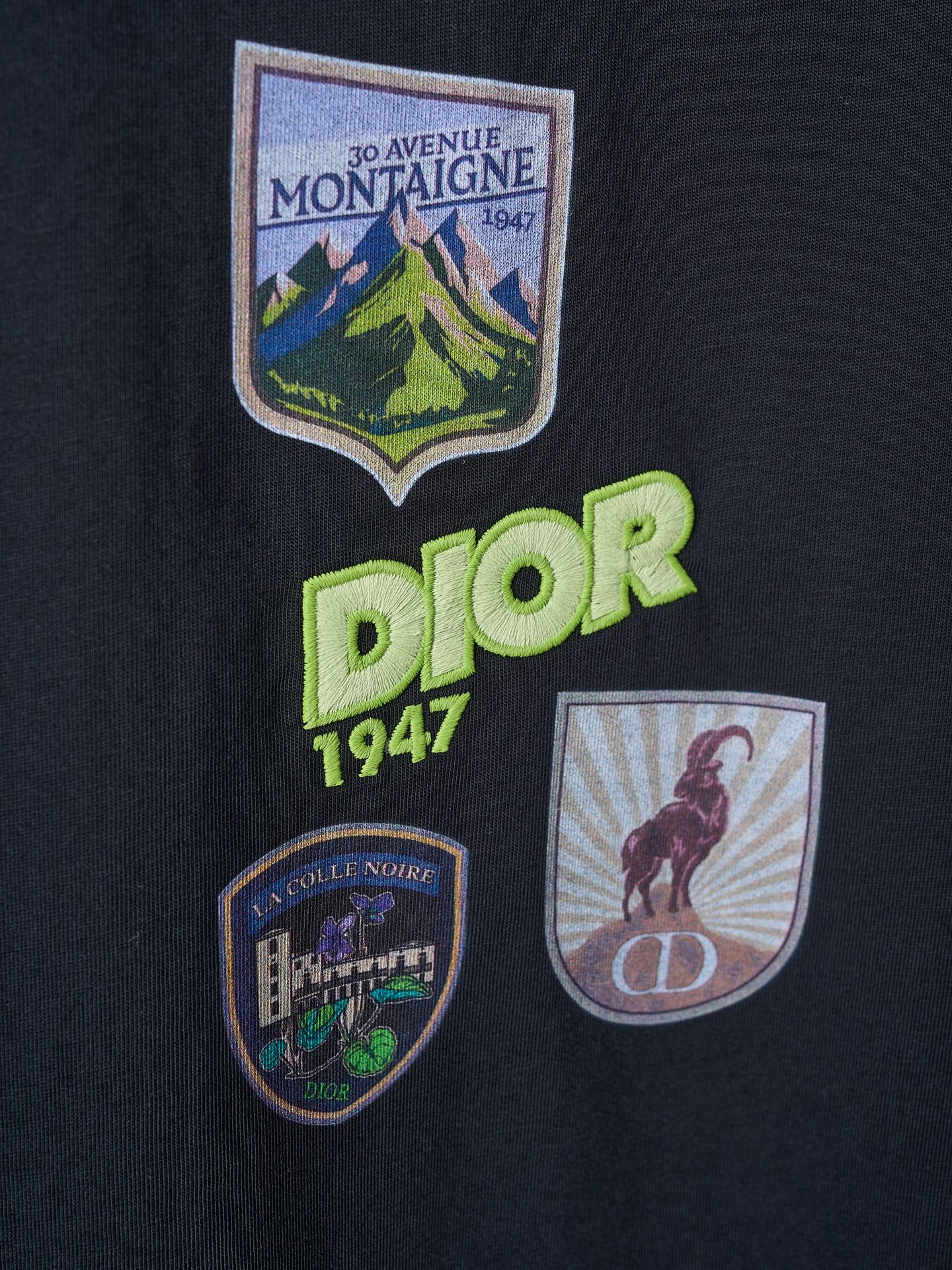 DIOR Mountain Multi-Badge Embroidered Black Cotton T-Shirt Short Sleeve 8 i1760822516397 4035 0 5