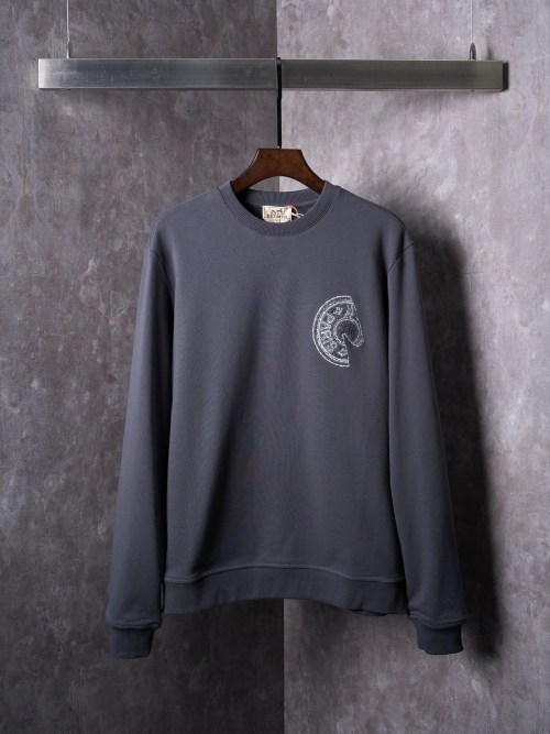 Hermes Paris Saddle Stitch Applique Crewneck Sweatshirt - Ink Gray, Relaxed Fit 1 Hermes Paris Saddle Stitch Applique Crewneck Sweatshirt - Ink Gray, Relaxed Fit