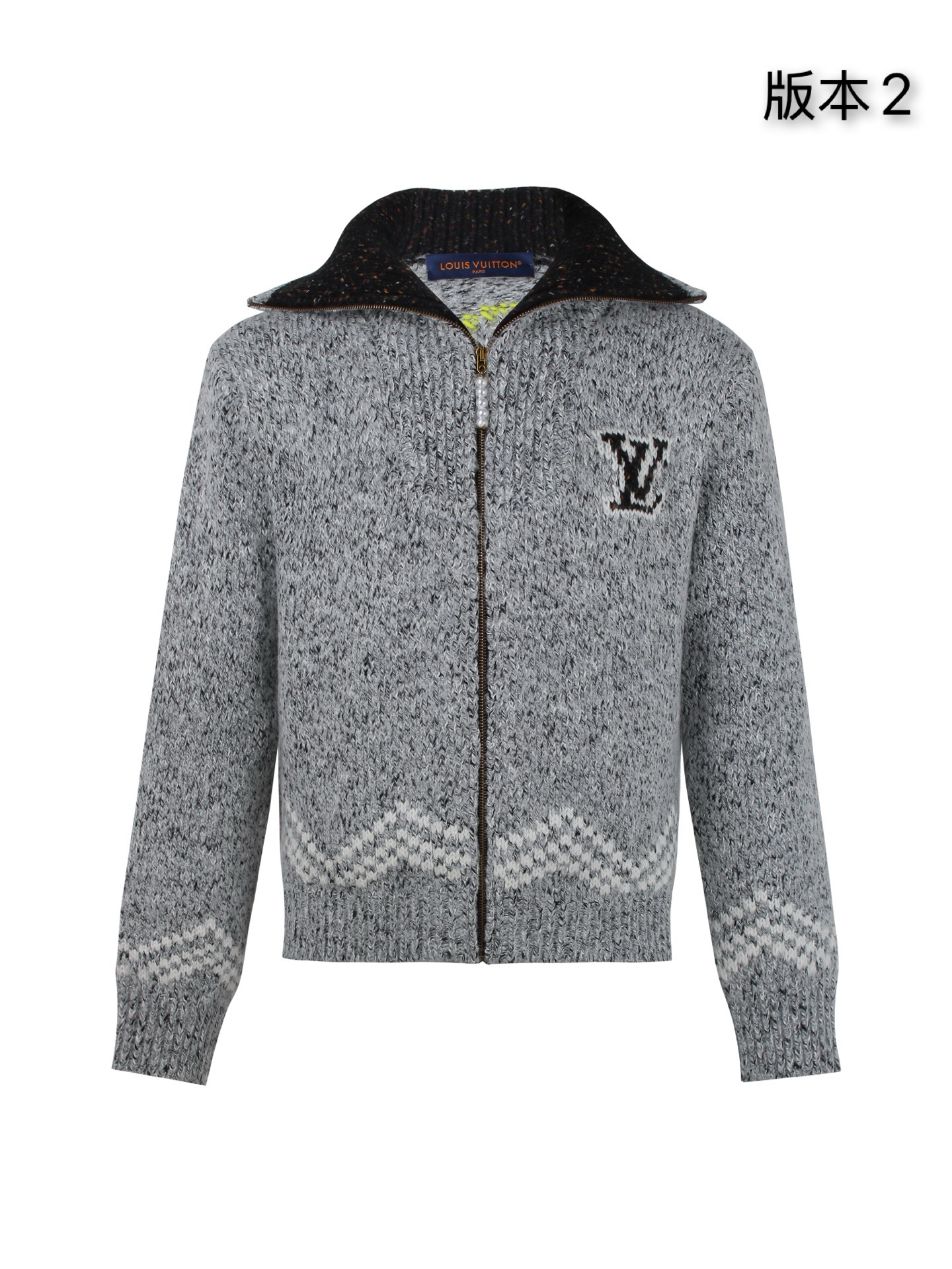 Louis Vuitton Gebreid Vest met Hoge Kraag en Rits - Stijlvol en Comfortabel