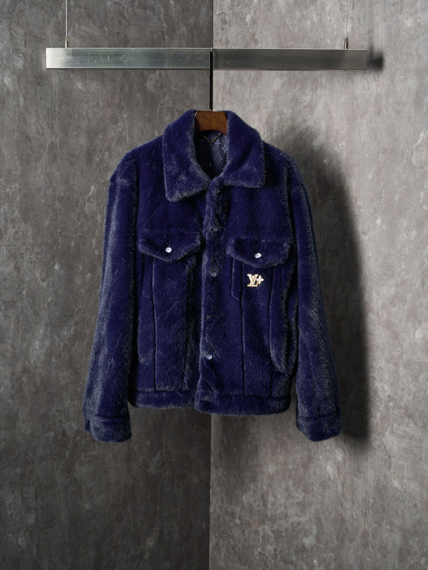 P460 Subasta real] Chaqueta de piel de visón azul real LV / Louis Vuitton [Stock listo] 46 48 50 52 Comprada originalme…