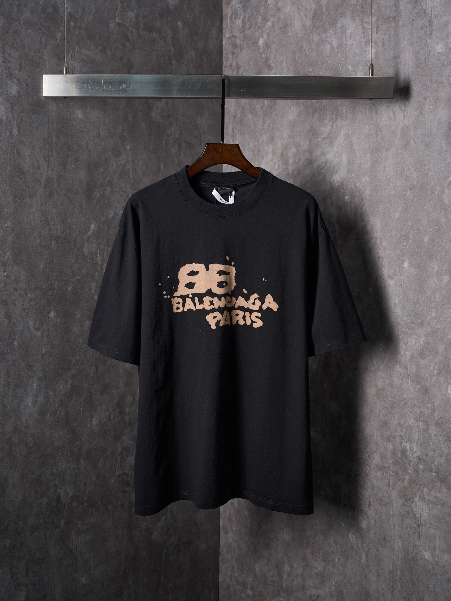 P120 【Fotos reales】BALENCIAGA/Paris Balenciaga Camiseta de cuello redondo con estampado borroso BB 【En stock】S M L XL O…