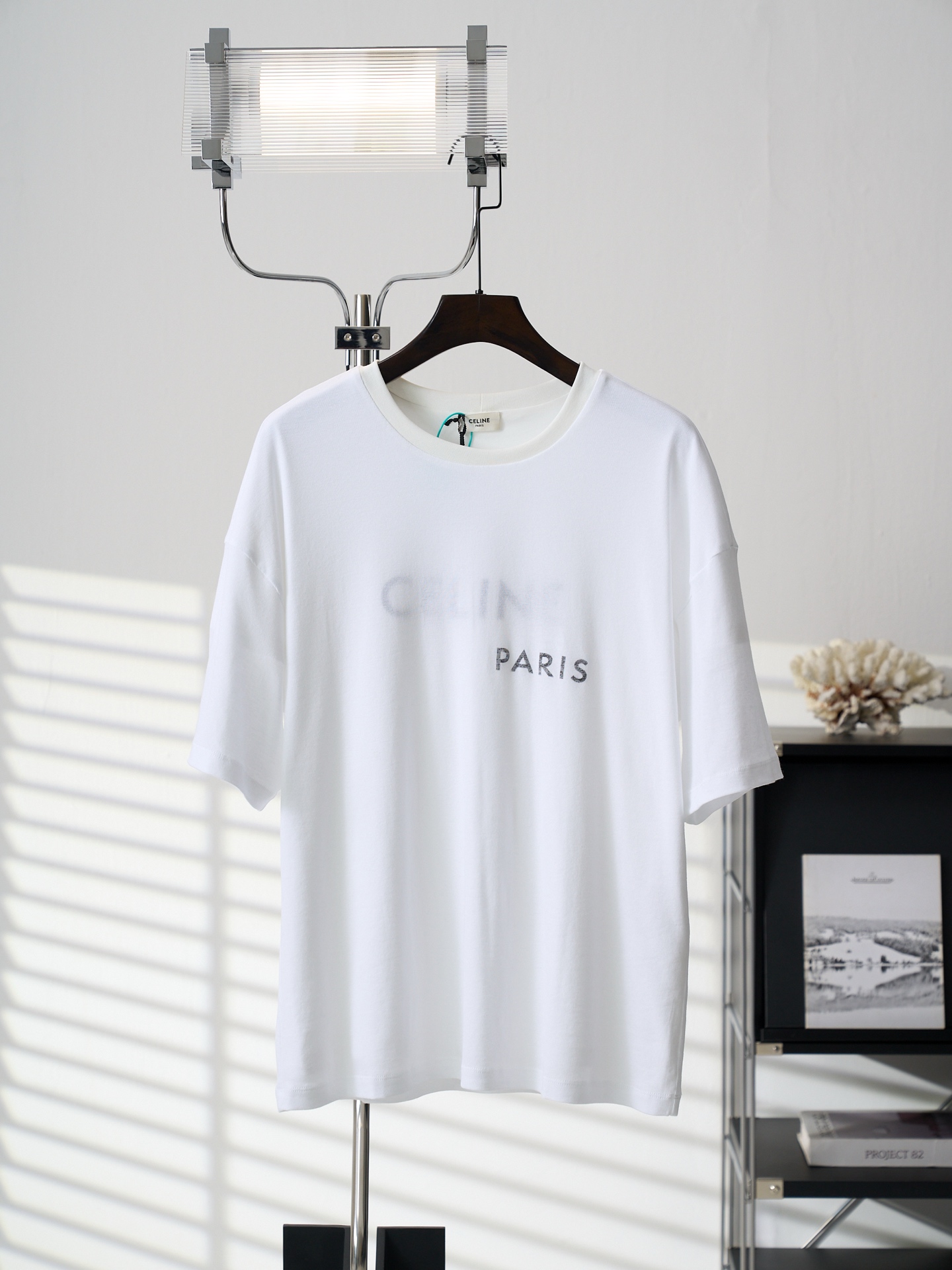 @155【Artículo real fotografiado】Celine/赛琳 Camiseta de manga corta con estampado de letras dobles (versión 2) 【En stock】…